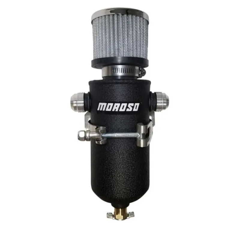 Moroso 10An Male Fitting Breather Tank Kit For Oil Catch Cans – Black Powder-Coated Finish 1